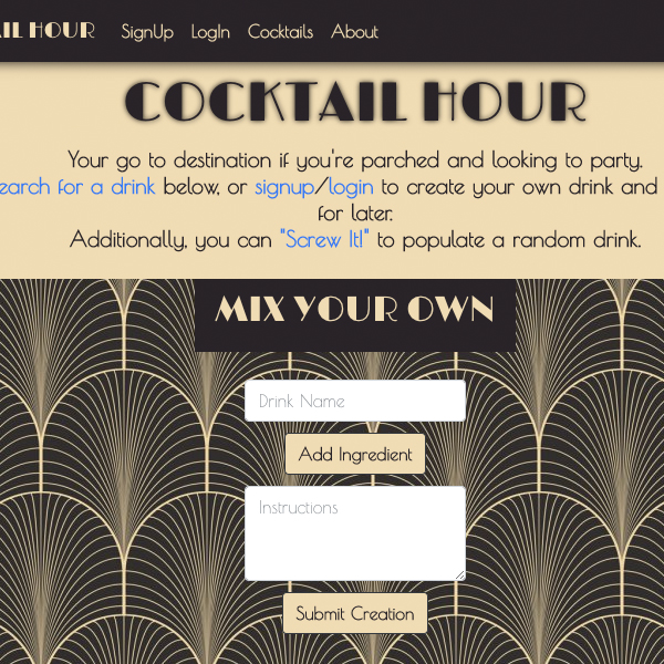 cocktail hour
                            project